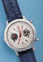 BREITLING ARMBANDCHRONOGRAPH CHRONOMATIC, REF.-NR. 2110, SCHWEIZ UM 1967, EDELST., BODEN GESCHR., ZUR BESSEREN STOPPBED. KRONE AUßEN 9, ...