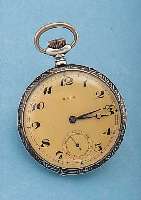 REVIDA HERRENTASCHENUHR LEPINE, SCHWEIZ/ DEUTSCHLAND UM 1928, 800ER TULASILBER, VERG. BLATT, MONOGR.-SPIEGEL ROTVERG./FREI, BRüCKEN-ANKERW. ...