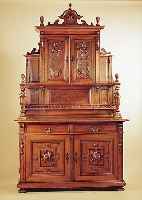 AUFSATZBUFFET, DEUTSCH, UM 1880, EICHE MASSIV, Z.T. FURNIERT, 248 X 149 X 69 CM, REICH ...