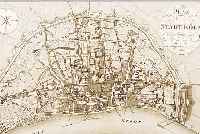 KONVOLUT VON 4 BLATT MIT KUPFERSTICHEN VON KöLN, 1.) SELTENER KUPFERSTICH AUS GEOGR. INSTITUT WEIMAR, CA. 1820, PLAN DER STADT KöLN VOM ...