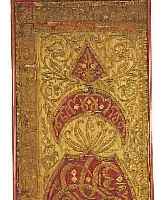 OSMANISCHES TEXTIL CA.174 X 57 CM. EHZ.3-4 UM 1800 GOLD UND SILBERFäDEN BESTICKT.