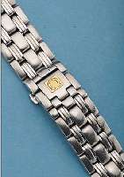 OMEGA STAHLARMBAND FüR HERRENARMBANDUHR (SEA- MASTER), UNSICHTB. SICHERHEITSFALTSCHL., STEGBR. 18 MM, L. VON STEG ZU STEG CA. 16 CM, L. NUTZSP.