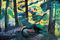 BRUCHWITZ, WOLFGANG, WALDINNERES, ÖL UND TEMPERA AUF LWD, RE. U. SIGN., DAT. 1989, CA. 80 X 100 CM, R.
