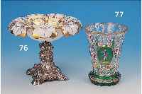 ZUCKERSCHALE, BöHMEN, UM 1860, FUß SILBER, SCHALE OPAK-WEIßES GLAS MIT GOLDMALEREI, H. CA. 17 CM