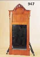 SPIEGEL, DEUTSCH, UM 1835/40, KISCHBAUMFUR- NIER, GLASEINSATZ SPäTER, L. ALTERSSPUREN, H/B: 135X60 CM.
