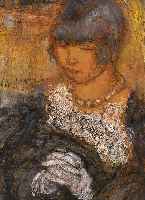 AMAN, JEAN EDMOND, 1860 SHEVRY-COSSIGNY-1936 PARIS, BETENDES MäDCHEN MIT PERLENKETTE, PASTELL AUF PAPIER, ...