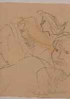 HUBBUCH, KARL, 1891-1979, ENGLISCHER UNTERRICHT, BLEISTIFTZEICHNUNG, MONOGR. UND BETITELT, LEICHT FLECKIG, CA. 10 X8,5 CM, PP, ...