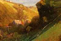 SPERL, JOHANN, 1840-1914, LANDSCHAFT MIT MüHLE IN FRANKEN, VOR 1870, ÖL/PAPIER/HOLZ, UNSIGNIERT, AUS DEM NACHLAß DES ...