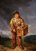 HEIGGEN, JEAN LOUIS, 1828 DIENZE/LOTHRINGEN-1852 PARIS, LEIERKAS-TENSPIELER VOR LANDSCHAFT, ÖL/LWD, LI. U. SIGN., CA. ...