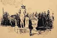 FUHR, FRANZ XAVER, 1898-1973, MERKUR-STATUE IN LüBECK, LITHOGRAPHIE, HANDSIGN., CA. 27 X 37 CM, U.GL., R.