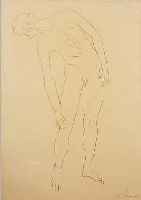 MARCKS, GERHARD, 1889 BERLIN - 1981, STEHENDER MäNNLICHER AKT, BLEISTIFT AUF PAPIER, RE. U. SIGN., CA. 42,5 X 26,5 CM, PP, U.GL., ...
