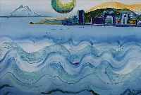JENE, EDGAR, 1904-1984, BEDEUTENDER SURREALIST AUS DEM SAARLAND, KüSTENLAND- SCHAFT, AQUARELL UND PASTELL AUF PAPIER, RE. U. ...