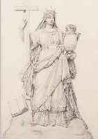 MALKNECHT,  ABBILDUNG EINER SKULPTUR, BLEISTIFTZEICHNUNG, LI. U. SIGN., CA. 26 X 15 CM, U.GL., R.