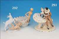 PAAR PORZELLANFIGUREN, WäCHTERSBACH UND THüRINGEN, 30ER JAHRE, 21 X 19 CM UND 22 X 19 CM, MäDCHEN MIT ZIEGEN-BOCK, ...