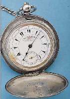 BILLODES HERRENTASCHENUHR SAVONETTE, SCHWEIZ/ENGLAND FüR DEN TüRK. MARKT UM 1880, 800ER SILBER, SCHLüSSELAUFZUG, SCHLüSSEL ANBEI, EMAILBL. ...