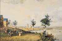 KOLORIERTE LITHOGRAPHIE, ARNZ & CO, UM 1850, MAINZ AM RHEIN, 26.5 X 32.5 CM, U.GL., R., MITTELBUG GEGLäTTET, LEICHT GEBRäUNT