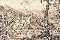 KUPFERSTICH VON M. MERIAN, UM 1650, PROSPECT DES CHURFüRSTLICHEN PFäLTZISCHEN RESIDENZ SCHLOSSES UND LUSTGARTENS ZU ...