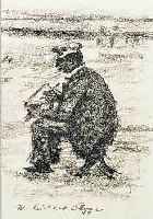 CORINTH, LOVIS, 1858-1925, WALTER LEITIKOV IM ACKER, LITHOGRAPHIE VON 1920, CA. 17 X 15 ...
