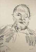 KOKOSCHKA, OSKAR, 1886-1980, MOSHE DAJAN, LITHOGRAPHIE AUF JAPAN-PAPIER, AUS DER SERIE JERUSALEM FACES, KOLORIERT, ...