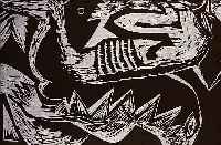 BARFUSS, INA, GEB. 1949 LüNEBURG, FARBHOLZSCHNITT VON 1985, HANDSIGNIERT, CA. 59,5 X 39,5 CM