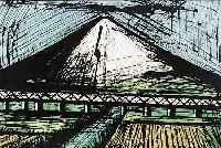 BUFFET, BERNARD, 1928-1999, LE MONT FUJI ET LE TRAIN, FARBLITHOGRAPHIE AUS:, EINE REISE NACH JAPAN, AUFLAGE 180 ...