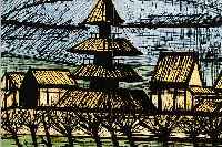 BUFFET, BERNARD, 1928-1999, , TEMNPLE TO-JI IN KYOTO, FARBLITHOGRAPHIE AUS:, EINE REISE NACH JAPAN, AUFLAGE 180 ...