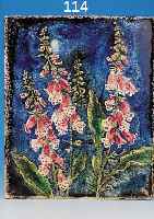 WERNER MESCHEDE, KARLSRUHER MAJOLIKA BILD- FLIESE, HIER: FINGERHUT-STAUDEN, MOD. NR. 7395, 1967-78, 47 X 38 CM