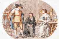 KOLORIERTER KUPFERSTICH, F. BARTOLOZZI NACH CIPRIANI, ENGLAND 1787, OLIVER CROMWELL AUF DEN KNIEEN VOR JEREMIAH WHITE, IM OVAL CA. 26.5 X 33 ...