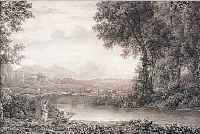 HALDENWANG, CHRISTIAN, KUPFERSTICH VON 1825, DER ABEND, RäNDER MEHRFACH EINGERISSEN, GE- BRäUNT, CA. 41 X 56 CM, NACH EINEM GEMäLDE VONLORRAIN