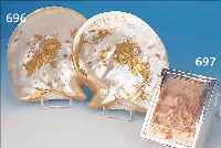 DECKELDOSE, USA, GORHAM, UM 1910, 925ER STERLING SILBER, AUF HOLZKORPUS, IM DECKEL EINGELASSENE ZISELIERTE KUPFER- PLATTE, ...