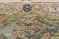 HOLZSTICH AUS SEBASTIAN MüNSTER, UM 1480-1520, DIE STADT KOBLENZ, SEKUNDäR KOLORIERT, CA. 21 X 36 CM, PP, U.GL., R.