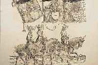 5 KUPFERSTICHE, DEUTSCH, 18. JH., NACH VORBILD DES 16. JH., DARST. EINES TRIUMPFZUGES, GEBRäUNT, UNTERSCH. GRößEN