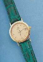 OMEGA DAMENGOLDUHR, SCHWEIZ/ITALIEN UM 1980,GG 750/000, BODEN GEDR., BEI FERTIGST. WASSER-GESCH., MINERALFLACHGL., HIGH-TECH-QUARTZWERK,SEK.-TAKT U. ...