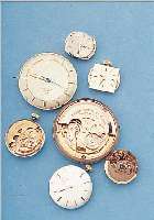KONVOLUT: 7 OMEGA ARMBANDUHRENWERKE, ALLE ROTVERG. INCL. ZIFFERBL. (BER.), AUTOMATIK- KAL. 501, KAL. 351, KAL. 681, KAL. 455, ...