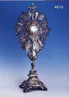 MONSTRANZ FRANKREICH UM 1835/40, 950ER SILBER, RESTE ALTER TEILVERGOLDUNG, STRAHLENKRANZ VERLöTET UND VERSTäRKT, ...