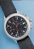 ORFINA ARMBANDCHRONOGRAPH SPACESHUTTLE, REF.-NR. 775101, SCHWEIZ UM 1996, EDELST. SAT.MINERALFLACHGL., TAG U. DATUM, BODEN GEDR., LEDERB., ...