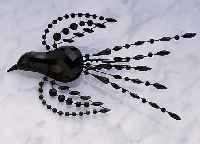 HAARSCHMUCK: SCHWALBE,, GABLONZ, CA. 1870/80, METALL UND SCHWARZES GLAS, SEHR SELTENES UND AUSGEFALLENES STüCK V. UNGEWöHNLICHER GRößE, ...