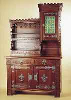 AUFSATZBUFFET, DEUTSCH, UM 1890/1900, EICHE MASSIV, GOTISIEREND, SEHR PRUNKVOLL, LEICHTE ALTERSSPUREN, M. 233 X 145 X 72 CM