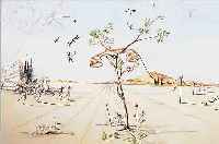 DALI, SALVADOR, 1904-1989, LES ARBRES NE REPONDENT PLUS, KOLORIERTE RADIERUNG VON 1983 NACH EINER FEDDERZEICHNUNG VON 1965, ...