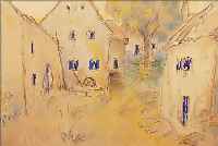 DILL, OTTO, 1884 NEUSTADT-1957 BAD DüRKHEIM, BAD DüRKHEIM, DORFSTRAßE IN POPPENHEIM, AQUARELL üBER BLEISTIFT UND FARBKREIDE, RE. U. ...