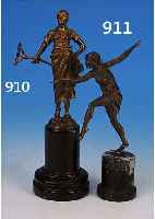 BRONZEFIGUR, SIGN. GIMBEL, UM 1900, BRONZE TEILVERGOLDET, TäNZERIN AUF MARMOR- SOCKEL, L. VERBOGEN, H. CA. 19 CM, SOCKEL MIN.BEST.