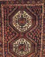 AFSCHAR,PERSIEN CA.195 X 166 CM. EHZ.3 L.MOTTENFRASS FLOR WOLLE CA.40 JAHRE.
