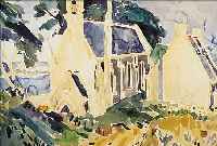 KARBACH,  LANDSCHAFT IN DER BRETAGNE, AQUARELL AUF PAPIER, SIGNIERT UND DAT. 87, BEZ.: BRETAGNE, CA. 50 X 69 ...