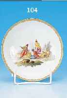 ZIERSCHALE, MEISSEN, UM 1780-85, MARCOLINI, PORZELLAN, FEINE BUNTE BEMALUNG, QUALITäTVOLLEBEMALUNG EINER GENRE-SZENE, DREI MäNNER IN TYP. ...