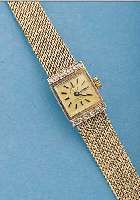 GLASHÜTTE DAMENGOLDBANDUHR LUXUS, DEUTSCH- LAND UM 1974, GG 585/000-GEH. INCL. GG-FLECHT-BAND, ZU DEN BANDANST. M. DIAMANTEN ZUS. CA. 0,25 CT, ...