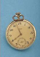 UNION HERRENTASCHENUHR LEPINE, SCHWEIZ UM 1938, GG 585/000, BER./DELLIG, EMAILBL. SIGN.,FEIN HAARR. BEI 3, METALLCUV. M. WIDMUNGSGRAV.15 ST., ...