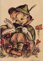 SCHULT, KURT, DEUTSCHER GRAFIKER, 50ER JAHRE, DREI AQUARELLIERTE ZEICHNUNGEN NACH HUMMEL-FIGUREN, JE CA. 16 X 11 CM, PP, U.GL., R.