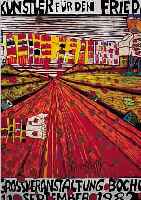 HUNDERTWASSER, FRIEDENSREICH, KüNSTLER FüR DEN FRIEDEN, PLAKAT ZUR GROß- VERANSTALTUNG BOCHUM 1982, FARBOFFSET AUF DüNNEM ...