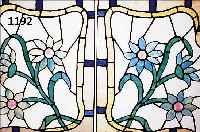 PAAR BLEIGLASFENSTER, UM 1910/20, BUNTES GLAS, JE 58.5 X 43.5 CM, MIT BLUMENDEKOR UND FACETTIERTEN, GLASSTEINEN, ...