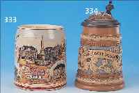 BIERKRUG, DEUTSCH, UM 1900-10, "GRUß AUS BONN", FEINSTEINGUT BUNT LITHO- GRAPHIERT MIT BONNER ANSICHTEN, LEICHT BERIE- ...